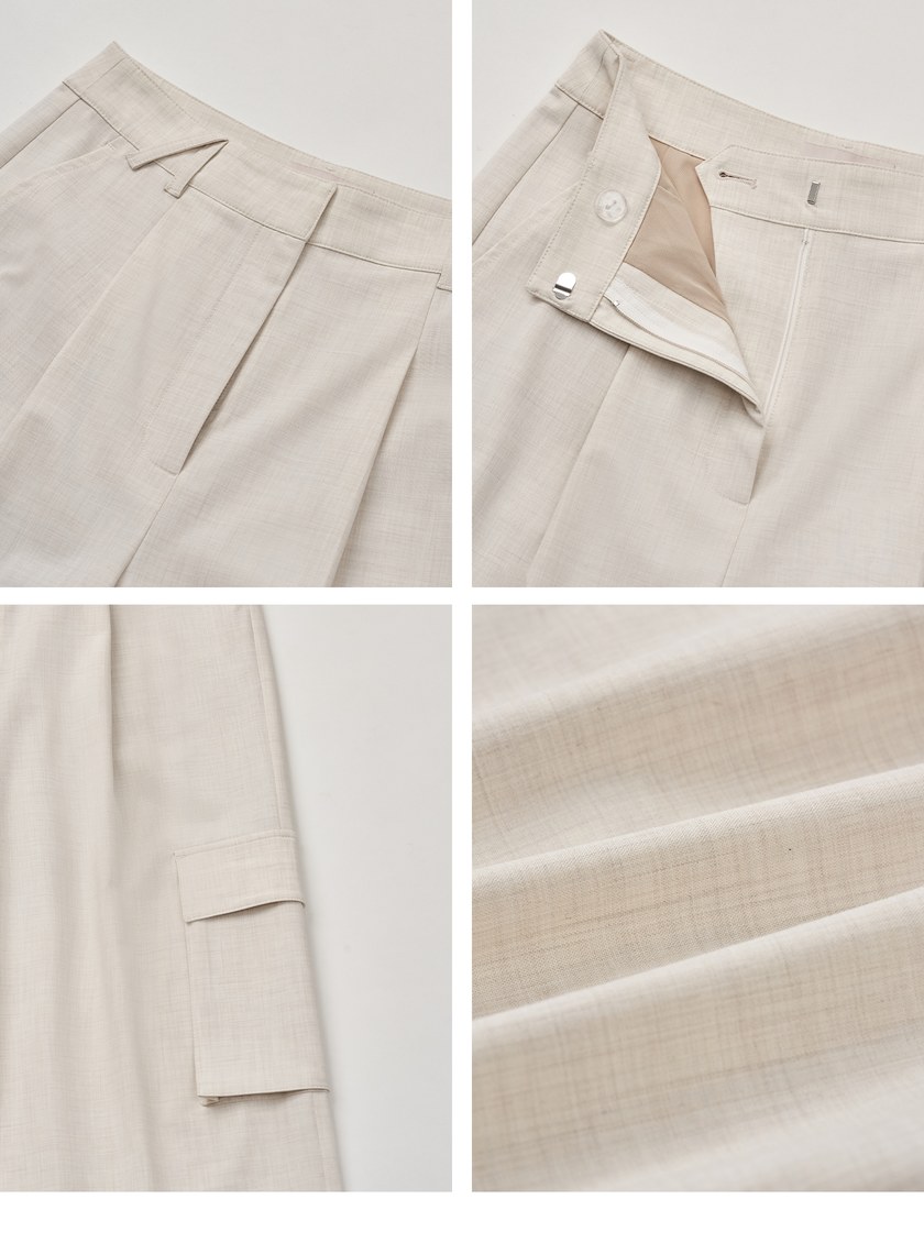 經典雙色織紋工裝直筒寬褲